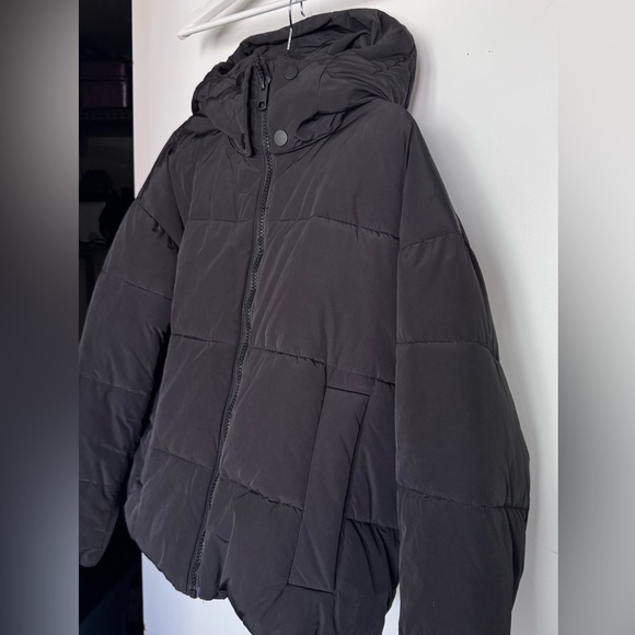 Twik Black Puffer Jacket with Strap Detail - Picture 2 of 6